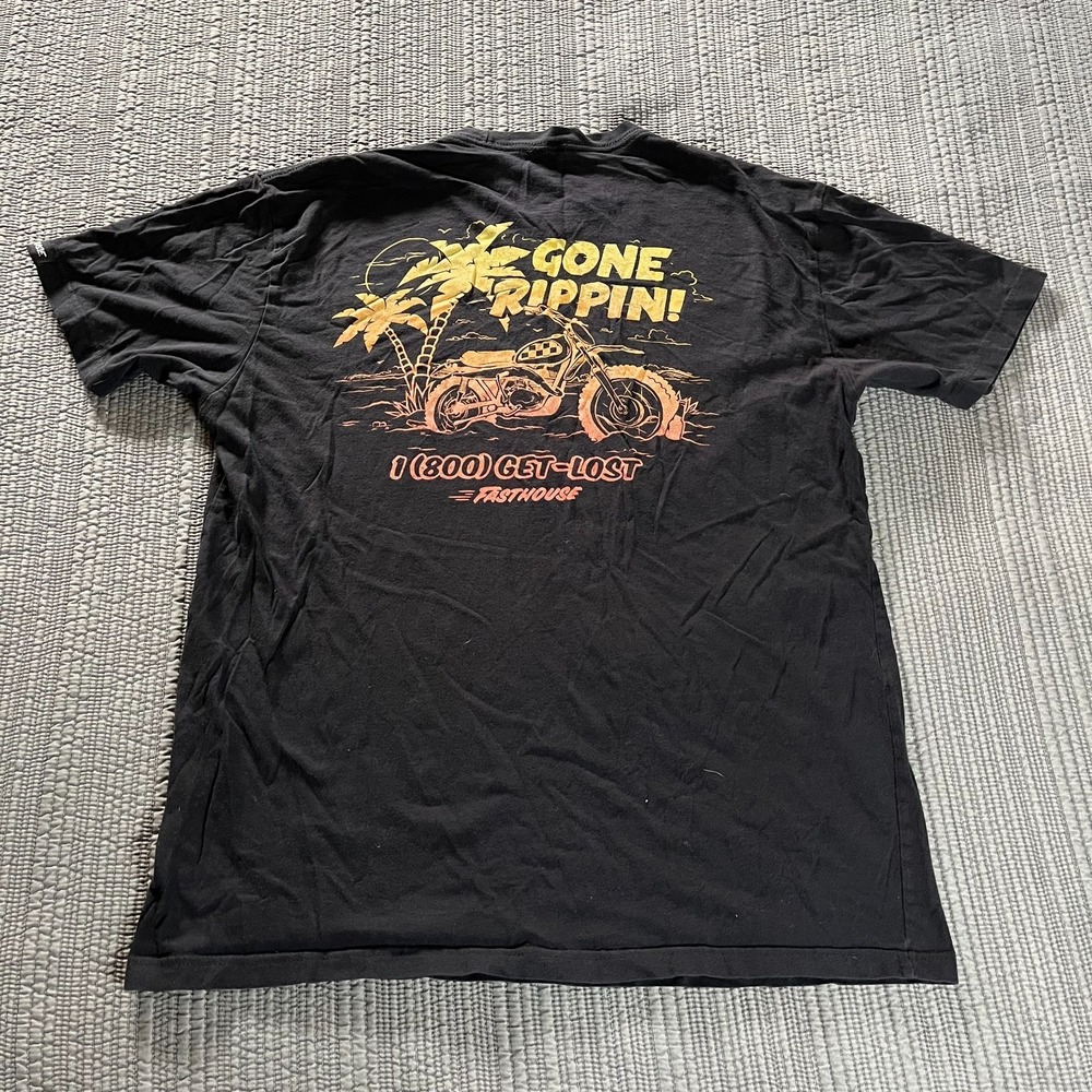 Fasthouse Gone Rippin T-Shirt Black Short Sleeve Graphic Tee Men's Large